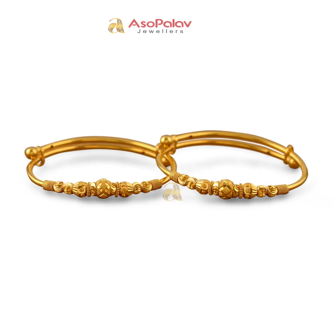 22K Gold Cat Design Bangles for Kids